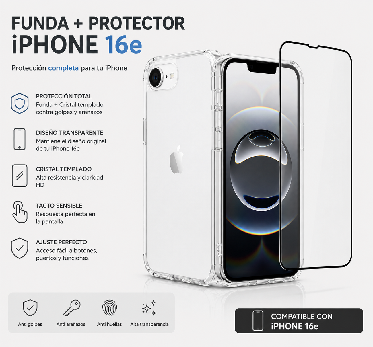 Funda + Protector de Pantalla para iPhone 16e