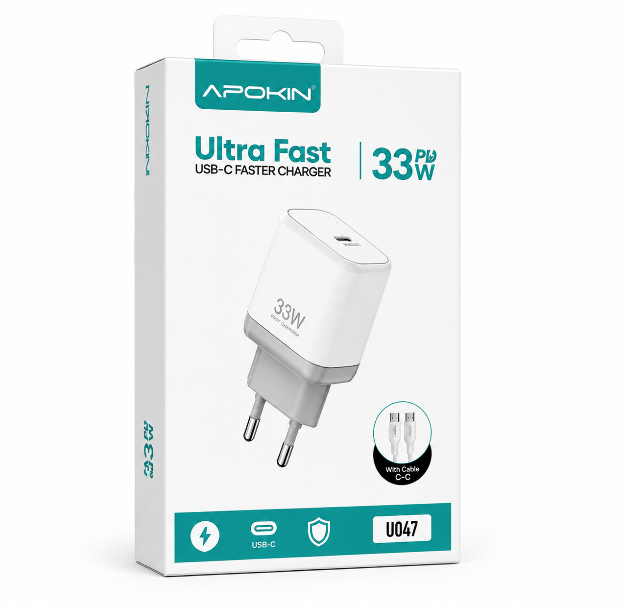 Cargador Rápido APOKIN Ultra Fast 33W PD USB-C con Cable USB-C