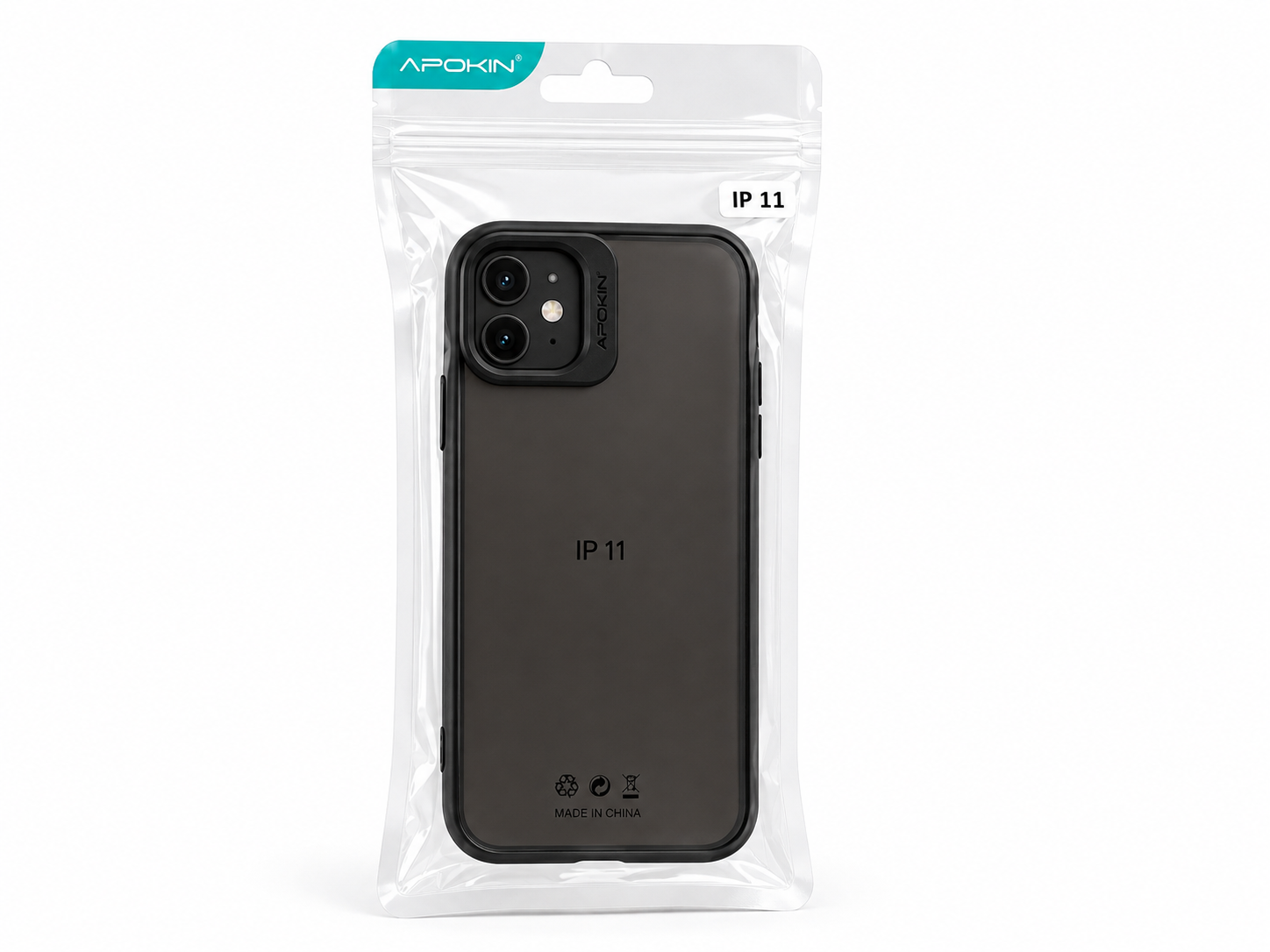 Funda Protectora APOKIN Transparente con Bordes Negros para iPhone 11
