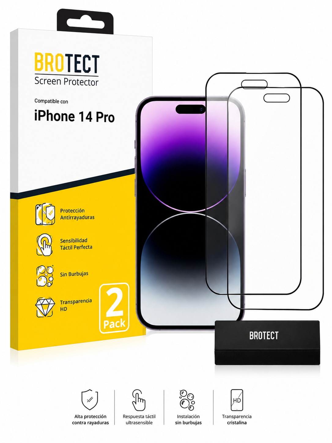Protector de pantalla iPhone 14 Pro – Pack 2 unidades