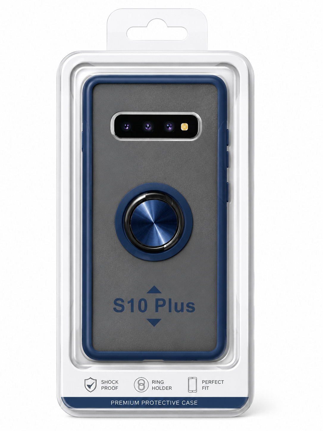 Funda Protectora con Anillo para Samsung Galaxy S10 Plus – Azul