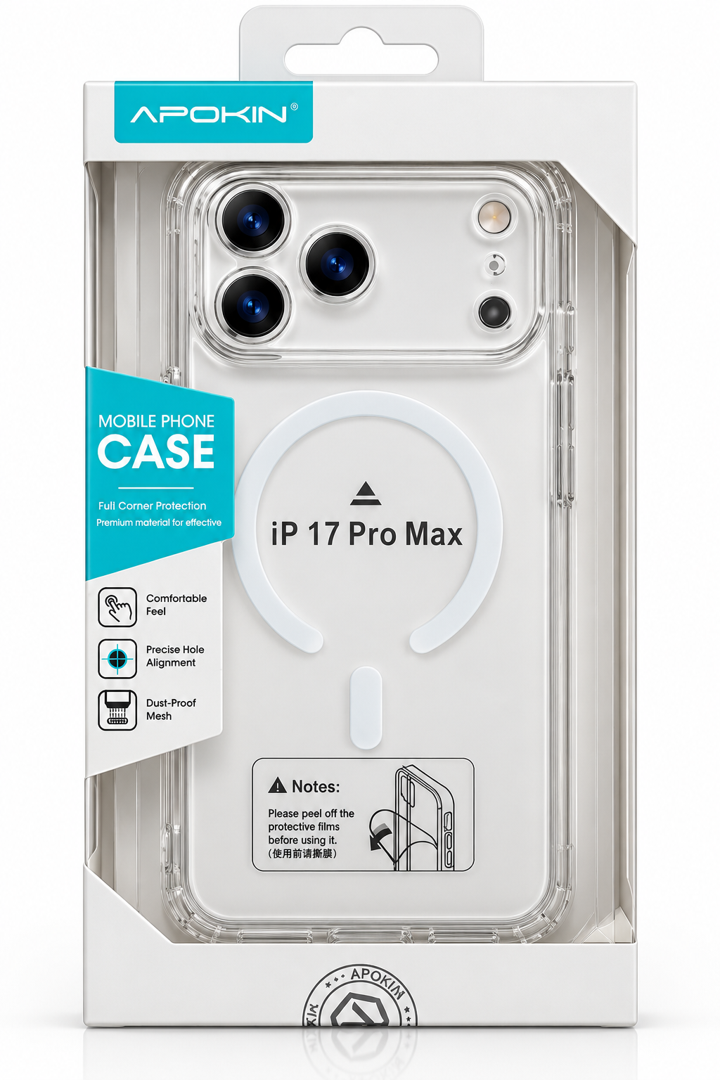 Funda Transparente APOKIN con Protección de Esquinas para iPhone 17 Pro Max