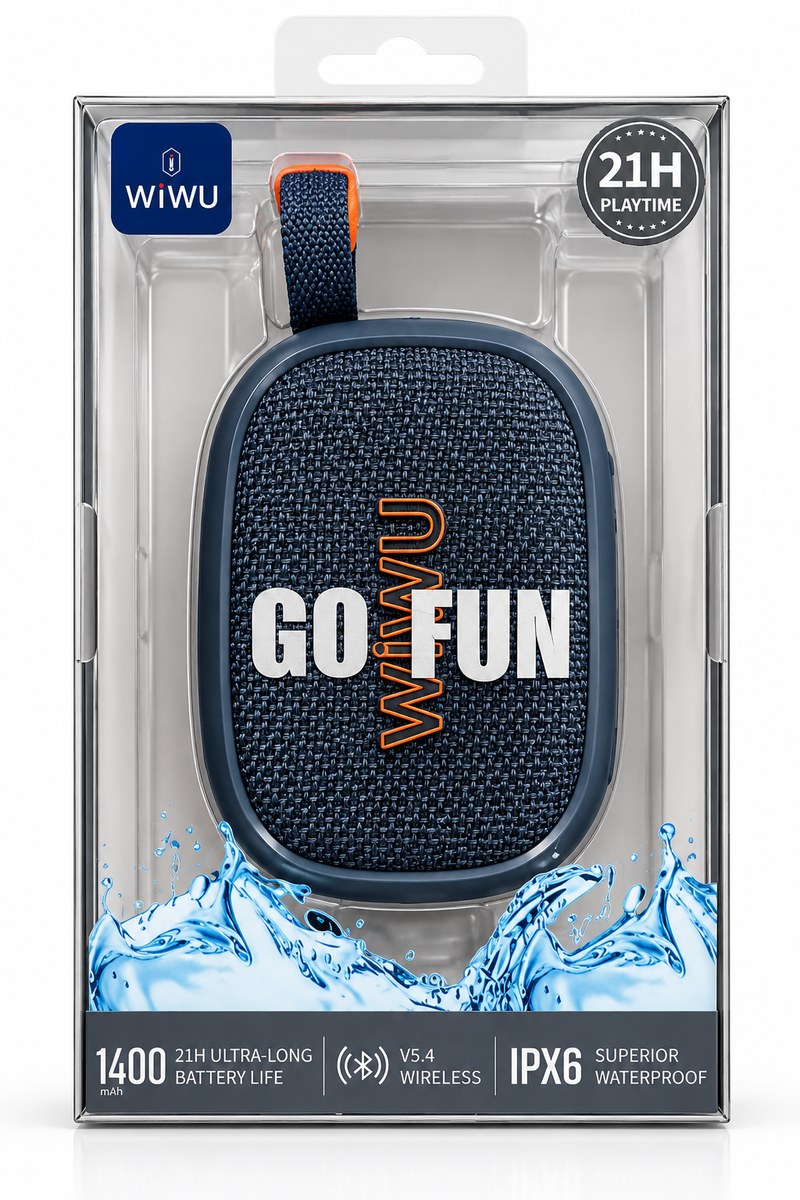 Altavoz Bluetooth WiWU GO FUN IPX6 con 21 Horas de Autonomía azul