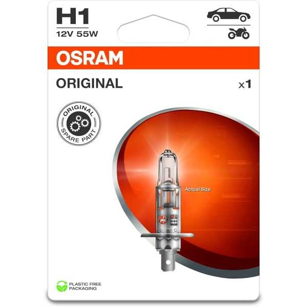 Lámpara H1 12V 55W P14.5s 3200K (1 ud) | OSRAM 64150-1BL