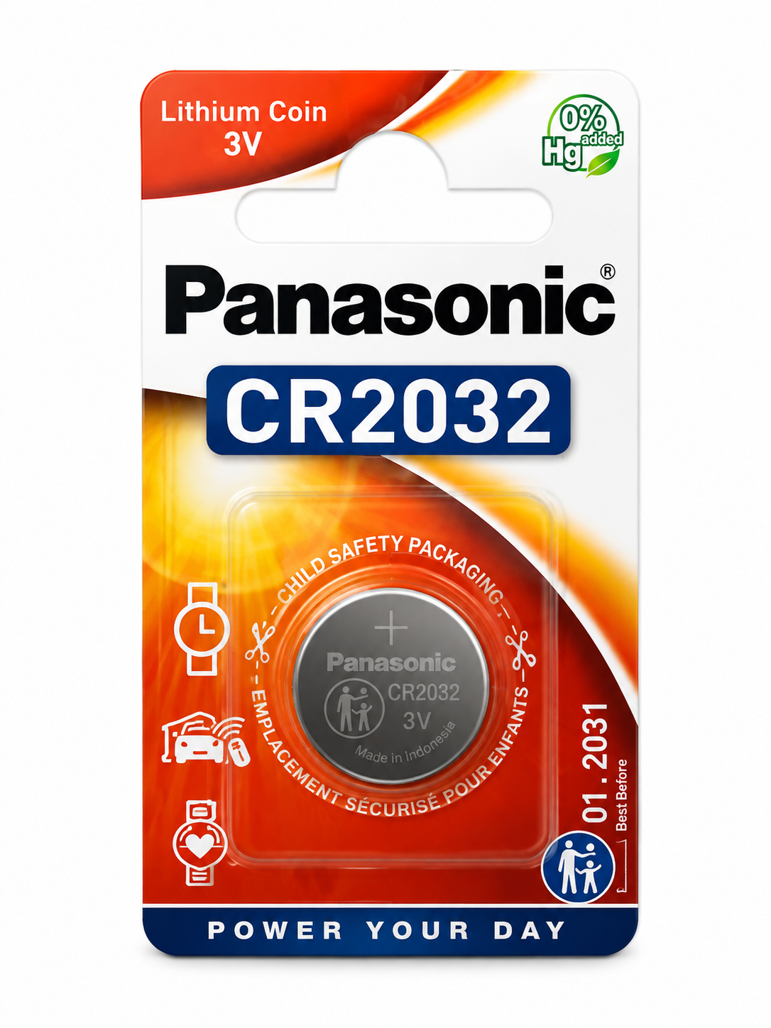 Pila de Litio Panasonic CR2032 3V Tipo Botón – Larga Duración