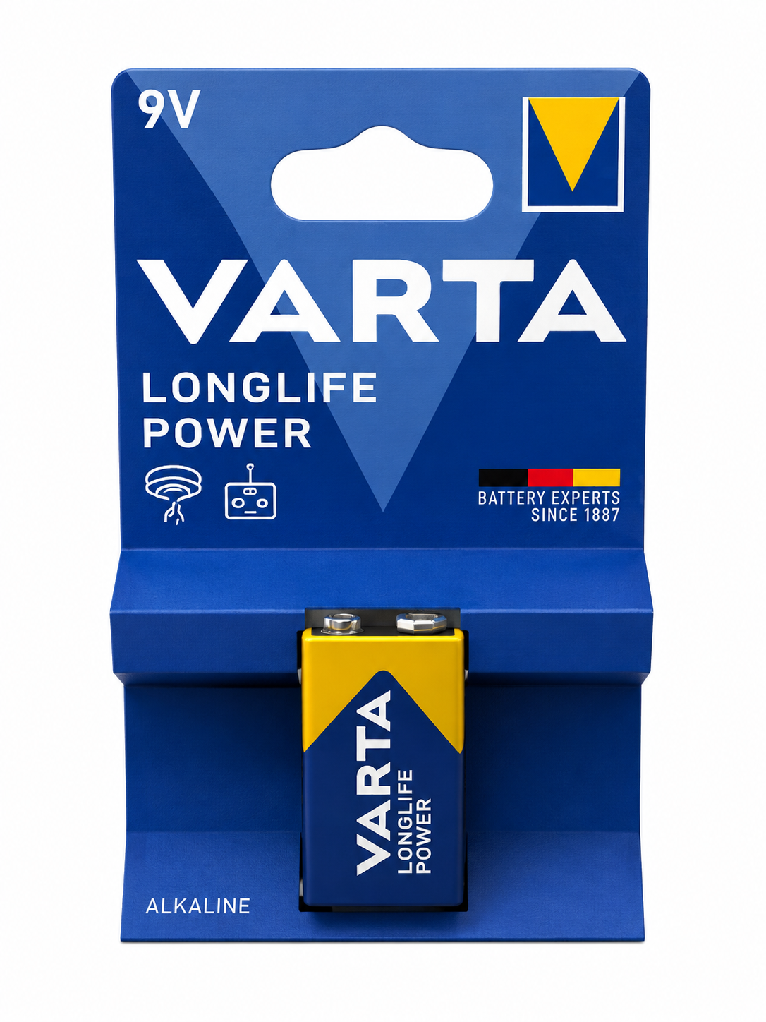 Pila Alcalina VARTA Longlife Power 9V – Batería 6LR61 de Larga Duración