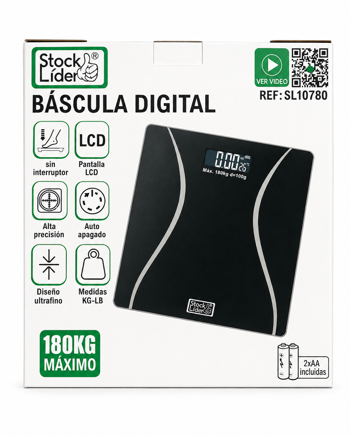 Báscula Digital Stock Líder SL10780 hasta 180 kg con Pantalla LCD – Alta Precisión