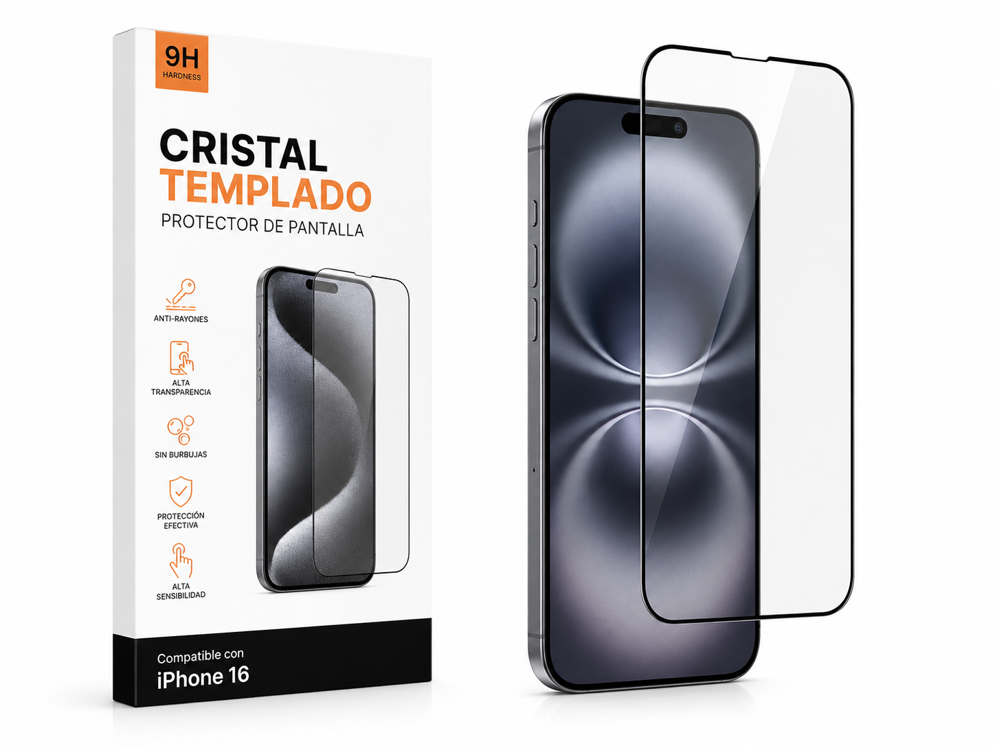 Protector de Pantalla para iPhone 16 – Cristal Templado