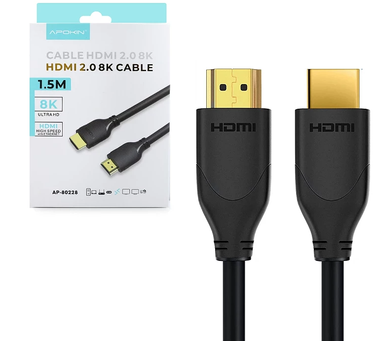 Cable HDMI 8K Gold Ultra Alta Definición 1.5 Metro APOKIN